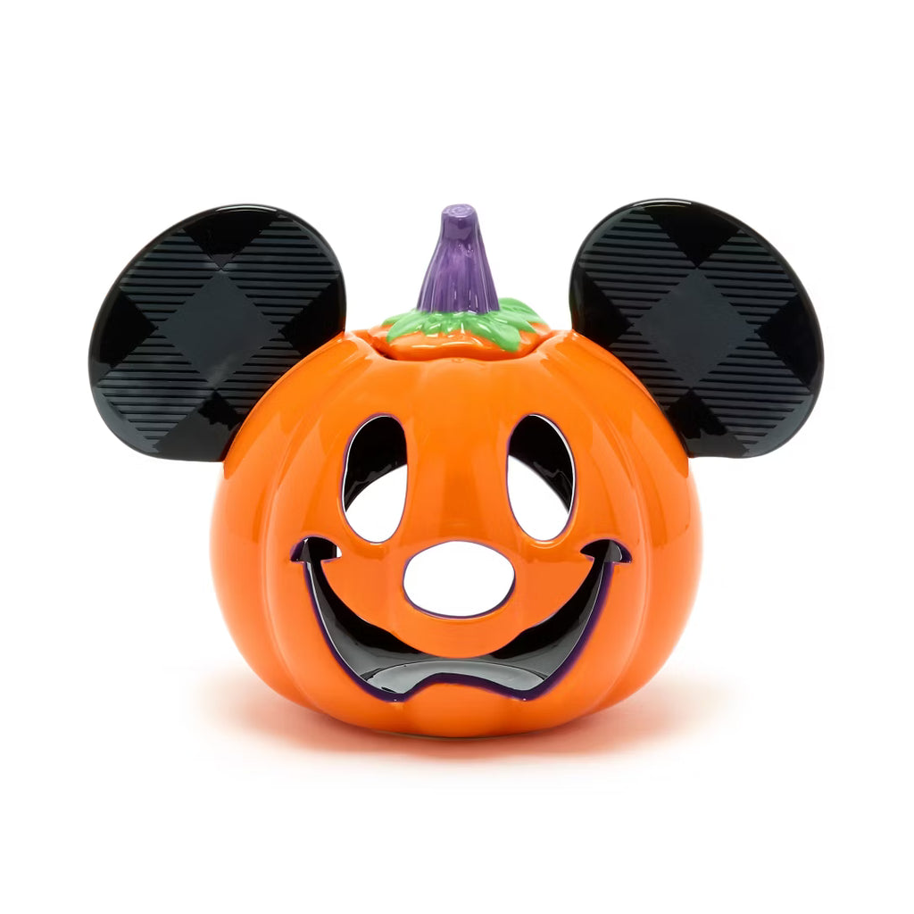 Pumpkin-shaped toy with Mickey Mouse ears on a white background