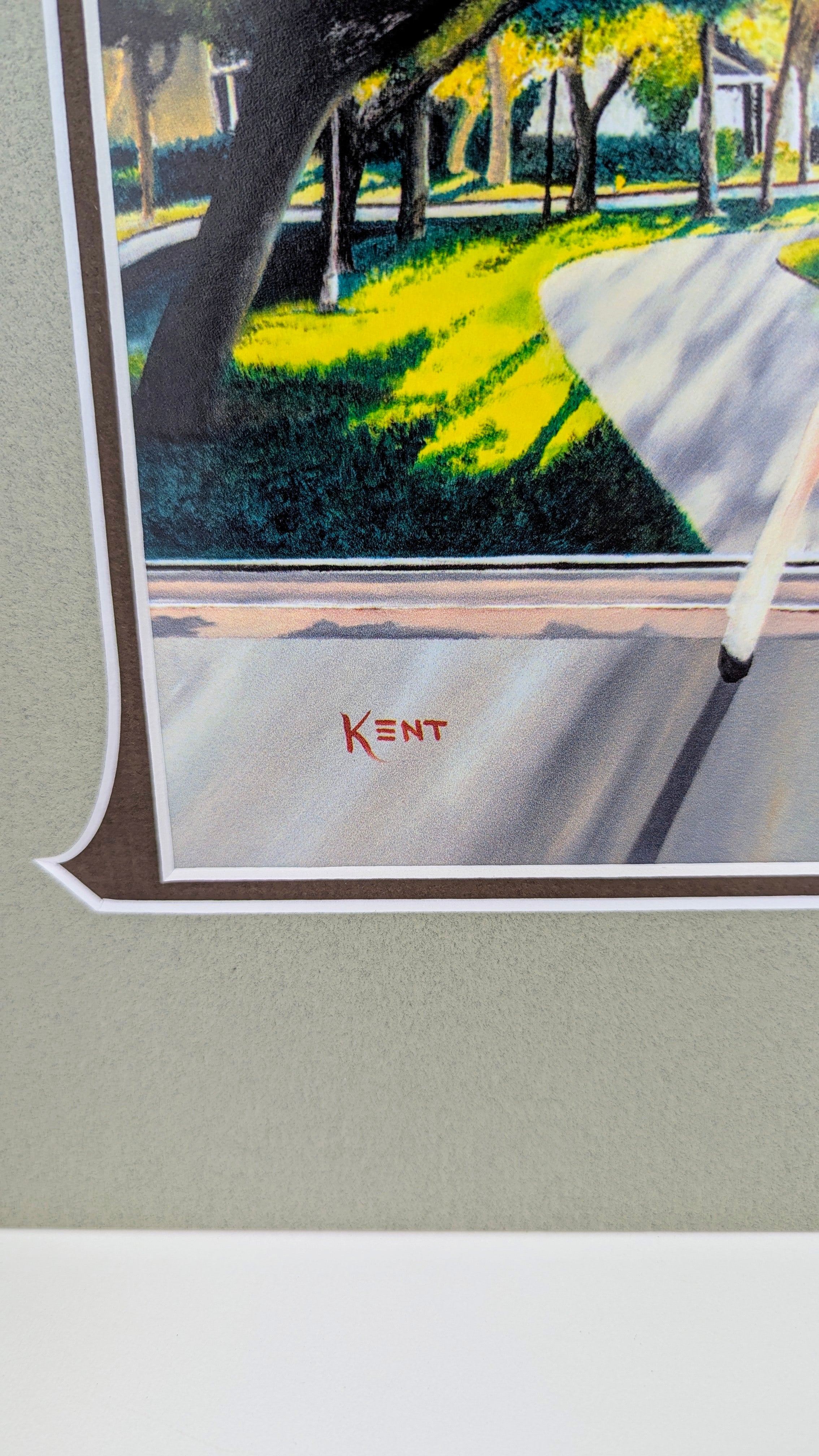 Disney Bambi's Window Print by Kent Hammerstrom, matted art with Bambi and Thumper in forest setting.signer