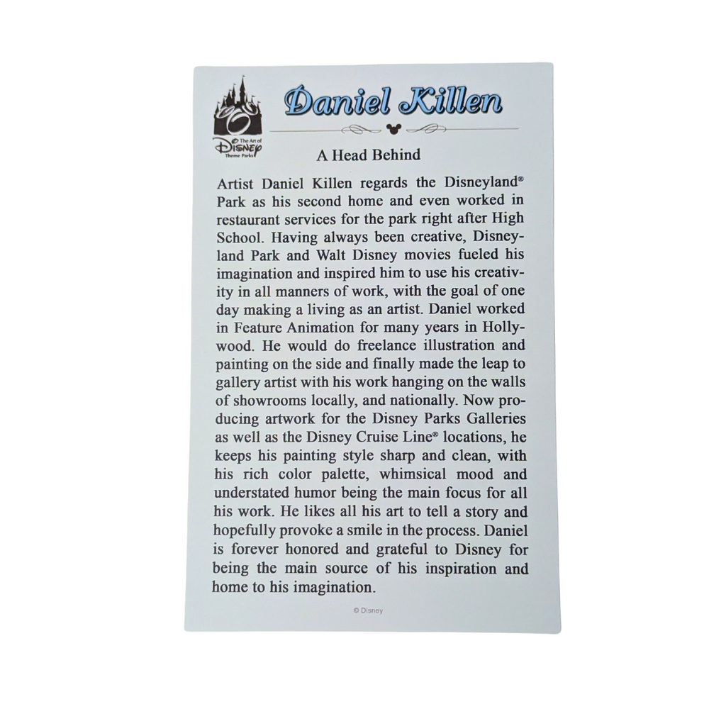 Disney Headless Horseman 'A Head Behind' Print by Daniel Killen, 18x14 with black mat and purple border, Halloween decor.